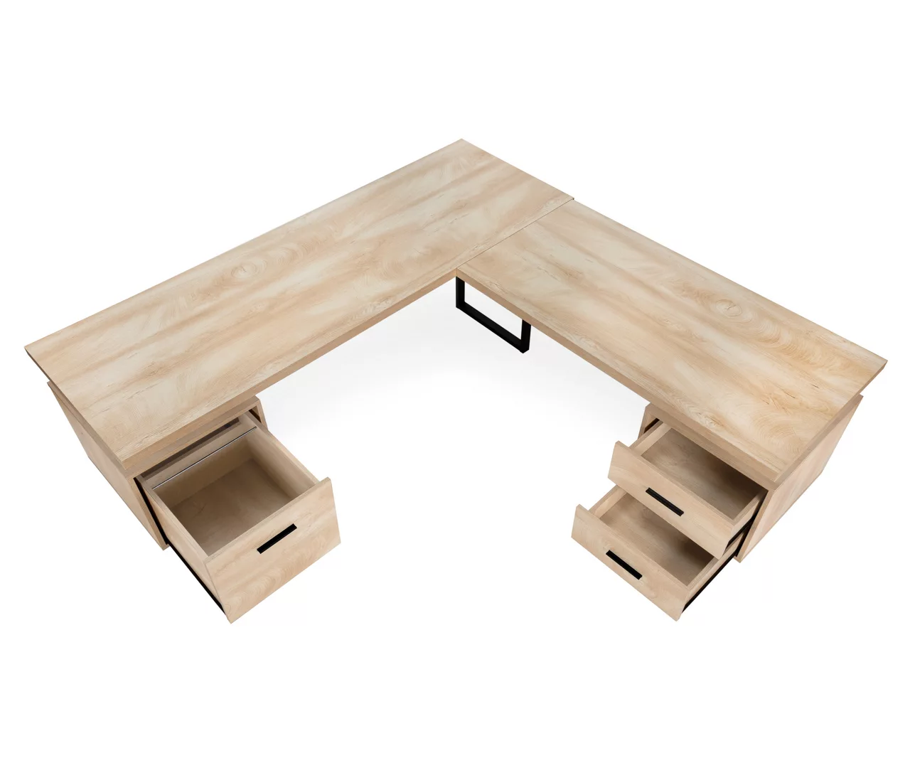 Natural Wood Look 3-Drawer L-Shaped Corner Comptuer Desk 9 Natural Wood Look 3-Drawer L-Shaped Corner Comptuer Desk - Image 7