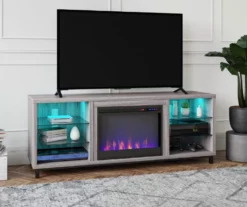 70" Intrepid Light Walnut Deluxe Electric Fireplace Console -FurniHub Store 810538245 1