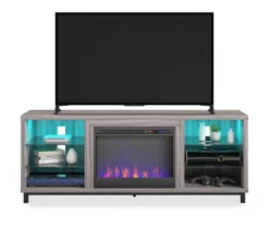70" Intrepid Light Walnut Deluxe Electric Fireplace Console -FurniHub Store 810538245 2