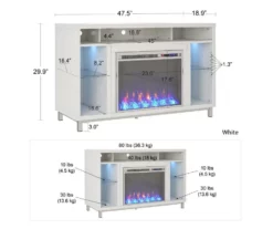 48" Intrepid White Electric Fireplace Console -FurniHub Store 810538247 6