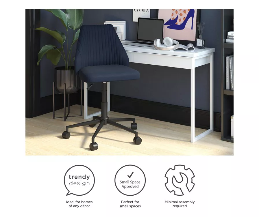 Brittany Blue Linen Office Chair 7 Brittany Blue Linen Office Chair - Image 5