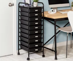 Black Metal 10-Drawer Rolling Storage Cart -FurniHub Store 810539916 2