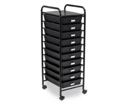 Black Metal 10-Drawer Rolling Storage Cart -FurniHub Store 810539916 3