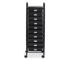Black Metal 10-Drawer Rolling Storage Cart -FurniHub Store 810539916 4