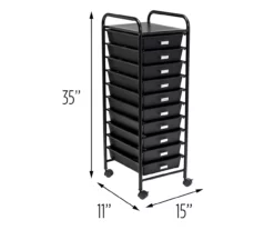 Black Metal 10-Drawer Rolling Storage Cart -FurniHub Store 810539916 5