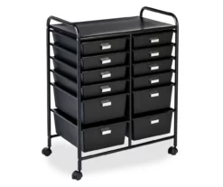 Black Metal 12-Drawer Rolling Storage Cart 10 Black Metal 12-Drawer Rolling Storage Cart -FurniHub Store 810539917 3