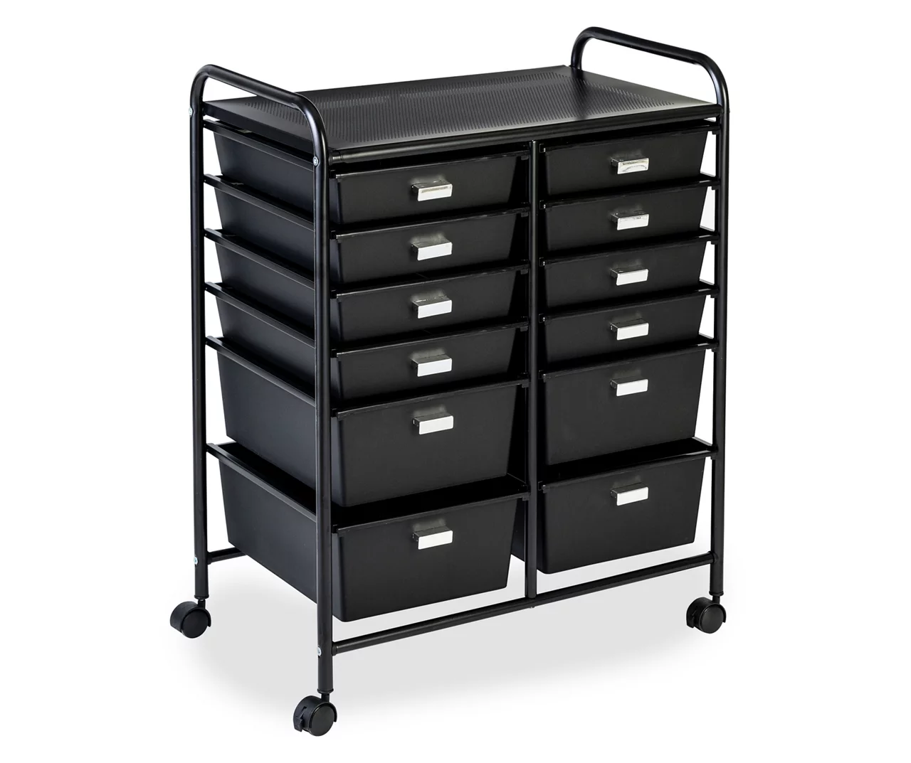 Black Metal 12-Drawer Rolling Storage Cart 5 Black Metal 12-Drawer Rolling Storage Cart - Image 3