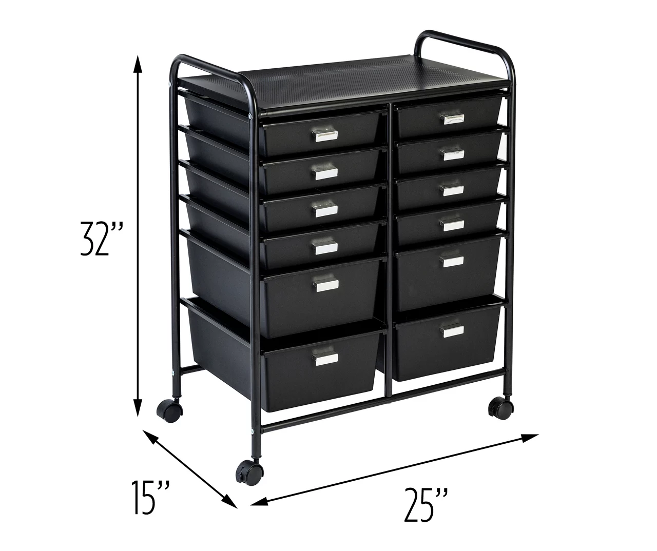 Black Metal 12-Drawer Rolling Storage Cart 7 Black Metal 12-Drawer Rolling Storage Cart - Image 5
