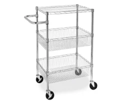 Chrome 3-Shelf Storage Cart -FurniHub Store 810539919 3