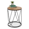 Black & Natural Round Side Table -FurniHub Store 810539920 1