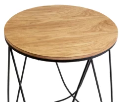 Black & Natural Round Side Table -FurniHub Store 810539920 4
