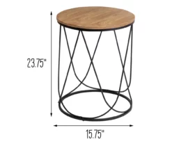 Black & Natural Round Side Table -FurniHub Store 810539920 5