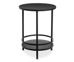 Black Round 2-Tier Side Table -FurniHub Store 810539922 3