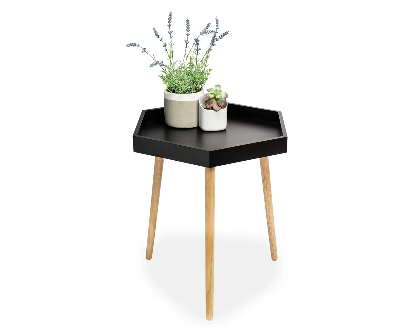 Black Hexagon Wood Leg End Table 3 Black Hexagon Wood Leg End Table