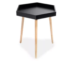 Black Hexagon Wood Leg End Table 9 Black Hexagon Wood Leg End Table -FurniHub Store 810539923 3