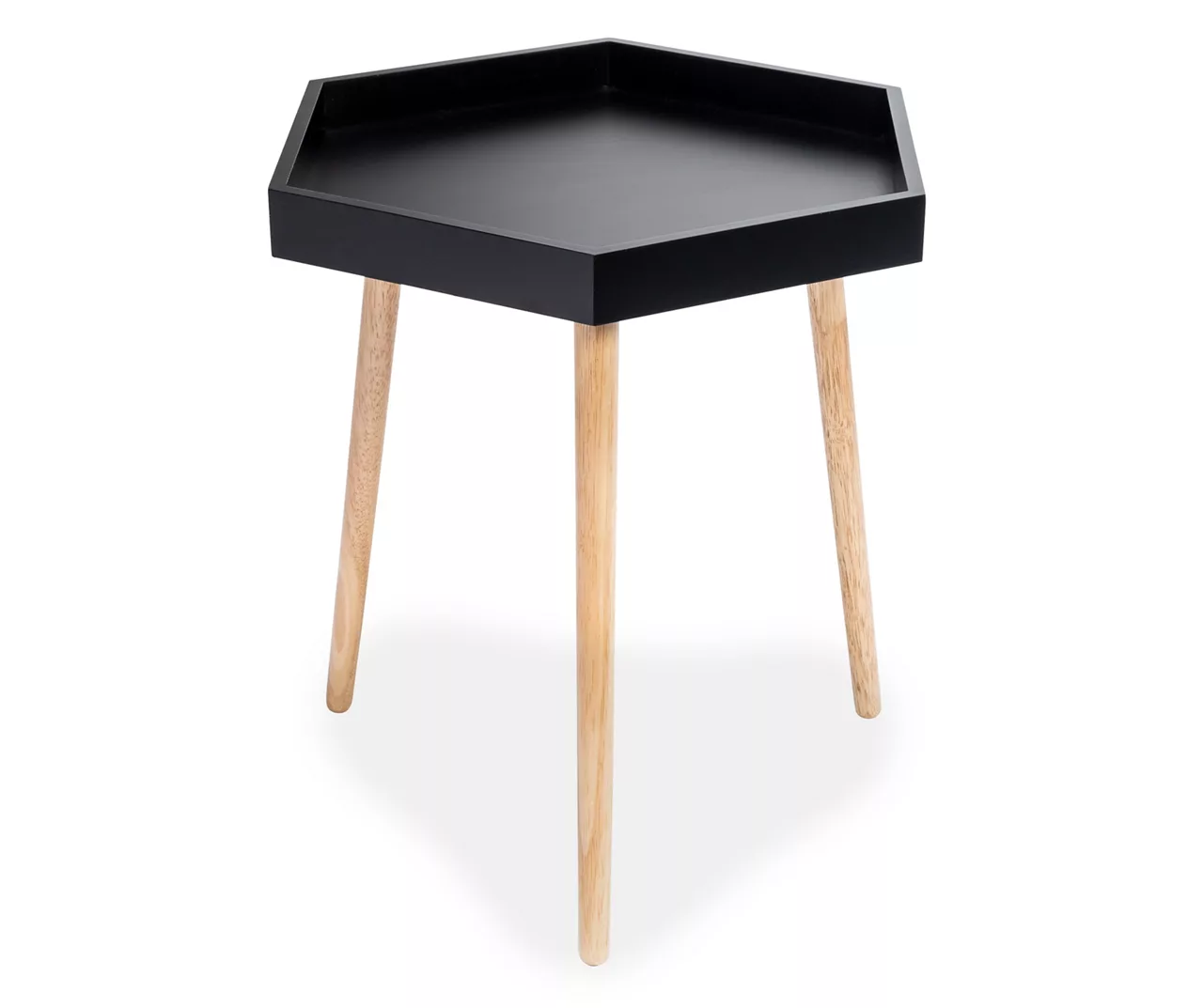 Black Hexagon Wood Leg End Table 5 Black Hexagon Wood Leg End Table - Image 3