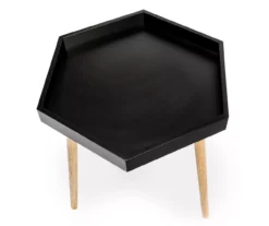 Black Hexagon Wood Leg End Table 10 Black Hexagon Wood Leg End Table -FurniHub Store 810539923 4