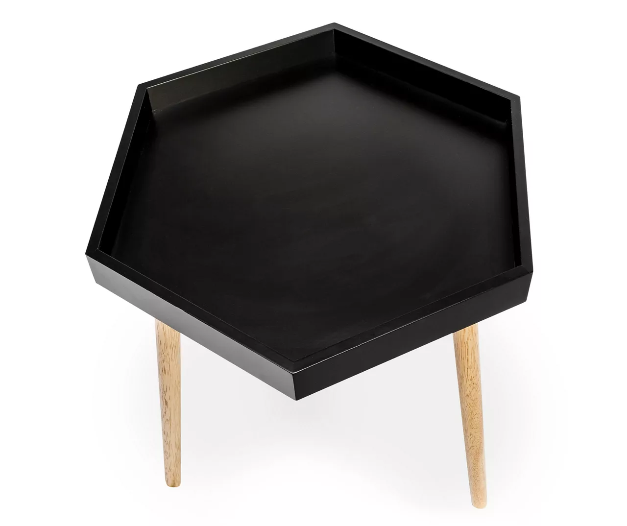 Black Hexagon Wood Leg End Table 6 Black Hexagon Wood Leg End Table - Image 4