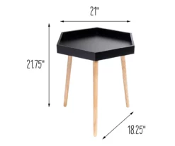 Black Hexagon Wood Leg End Table 11 Black Hexagon Wood Leg End Table -FurniHub Store 810539923 5