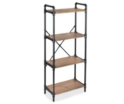 Black Industrial 4-Tier Bookshelf -FurniHub Store 810539935 3
