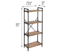 Black Industrial 4-Tier Bookshelf -FurniHub Store 810539935 5