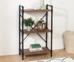Black Industrial 3-Tier Bookshelf -FurniHub Store 810539936 2