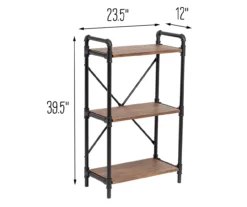 Black Industrial 3-Tier Bookshelf -FurniHub Store 810539936 5