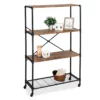 Rustic Black 4-Tier Industrial Rolling Bookshelf -FurniHub Store 810539937 1