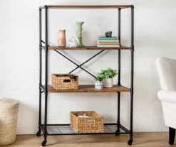 Rustic Black 4-Tier Industrial Rolling Bookshelf 9 Rustic Black 4-Tier Industrial Rolling Bookshelf -FurniHub Store 810539937 2