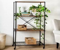 Rustic Black 4-Tier Industrial Rolling Bookshelf 10 Rustic Black 4-Tier Industrial Rolling Bookshelf -FurniHub Store 810539937 3