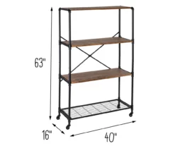 Rustic Black 4-Tier Industrial Rolling Bookshelf 13 Rustic Black 4-Tier Industrial Rolling Bookshelf -FurniHub Store 810539937 6