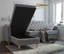 CosmoLiving Liberty Gray Chenille Sectional Storage Futon -FurniHub Store 810541025 2