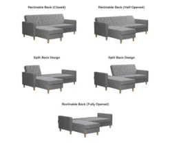 CosmoLiving Liberty Gray Chenille Sectional Storage Futon -FurniHub Store 810541025 6