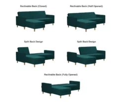CosmoLiving Liberty Green Velvet Sectional Storage Futon -FurniHub Store 810541026 6