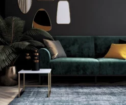 CosmoLiving Adley Teal Velvet Coil Convertible Sleeper Futon -FurniHub Store 810541038 4