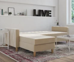 CosmoLiving Liberty Ivory Velvet Sectional Storage Futon -FurniHub Store 810541041 3
