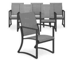 COSCO Capitol Hill Gray Sling Patio Dining Chairs, 6-Pack -FurniHub Store 810541219 2