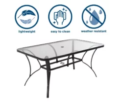 Paloma Gray Glass Top & Steel Patio Dining Table 9 Paloma Gray Glass Top & Steel Patio Dining Table -FurniHub Store 810541220 2