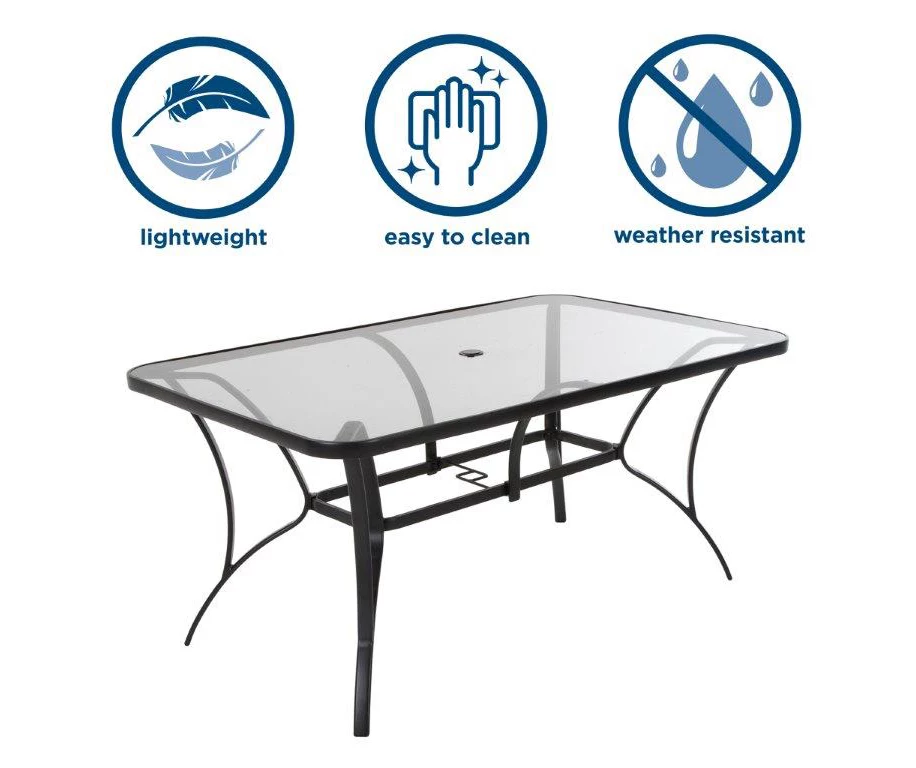 Paloma Gray Glass Top & Steel Patio Dining Table 4 Paloma Gray Glass Top & Steel Patio Dining Table - Image 2