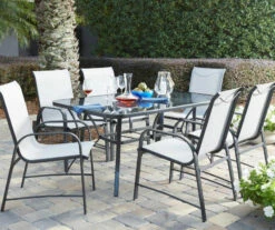 Paloma Gray Glass Top & Steel Patio Dining Table 11 Paloma Gray Glass Top & Steel Patio Dining Table -FurniHub Store 810541220 4
