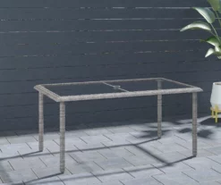 Lakewood Ranch Gray Glass & Wicker Patio Dining Table -FurniHub Store 810541482 2