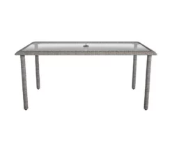 Lakewood Ranch Gray Glass & Wicker Patio Dining Table -FurniHub Store 810541482 3