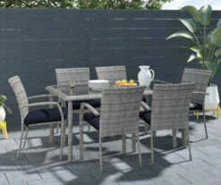 Lakewood Ranch Gray Glass & Wicker Patio Dining Table -FurniHub Store 810541482 4