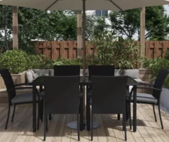 Lakewood Ranch Black Glass & Wicker Patio Dining Table -FurniHub Store 810541483 6 1