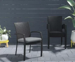 COSCO Lakewood Ranch Black Cushioned Wicker Patio Dining Chairs, 6-Pack -FurniHub Store 810541484 2