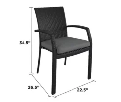 COSCO Lakewood Ranch Black Cushioned Wicker Patio Dining Chairs, 6-Pack -FurniHub Store 810541484 6