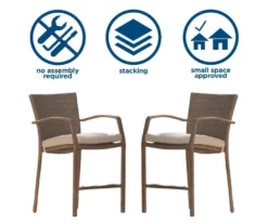 Lakewood Ranch Brown 3-Piece Wicker High Top Bistro Patio Furniture Set -FurniHub Store 810541486 3