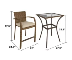 Lakewood Ranch Brown 3-Piece Wicker High Top Bistro Patio Furniture Set -FurniHub Store 810541486 6