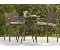 Lakewood Ranch Brown 3-Piece Wicker High Top Bistro Patio Furniture Set -FurniHub Store 810541486 7
