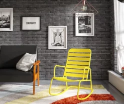 Roberta Yellow Patio Rocking Chair -FurniHub Store 810541496 2